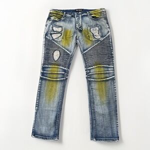 Balmain‎ Slim Fit Biker Jeans Mens Size 40 Ribbed Distressed Designer